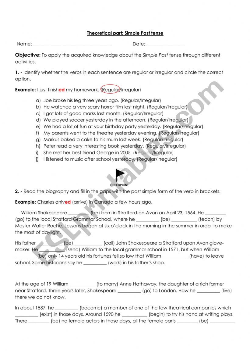  Simple Past Worksheet worksheet