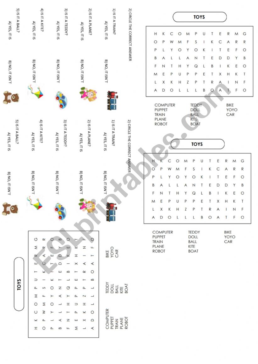 TOYS worksheet