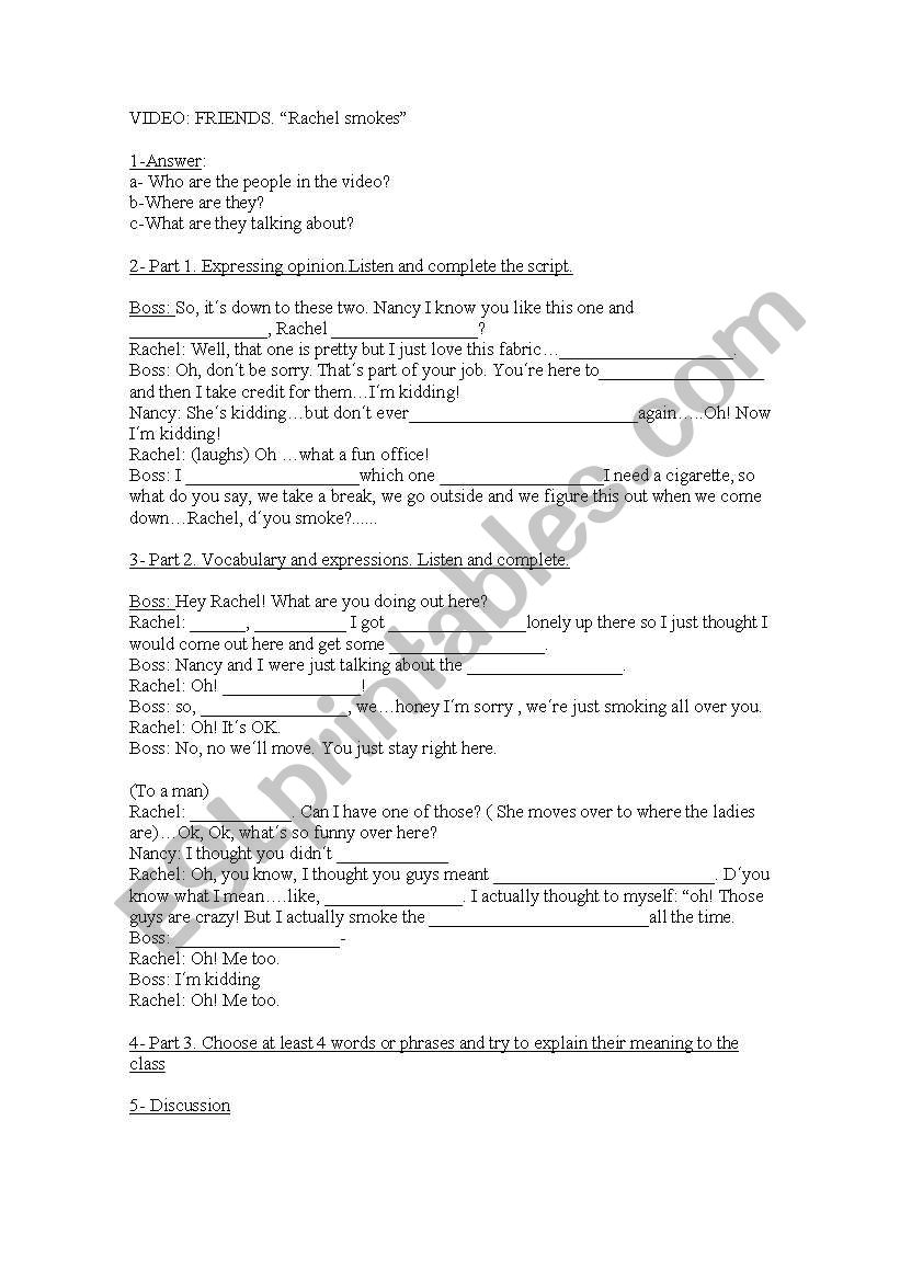 Friends worksheet