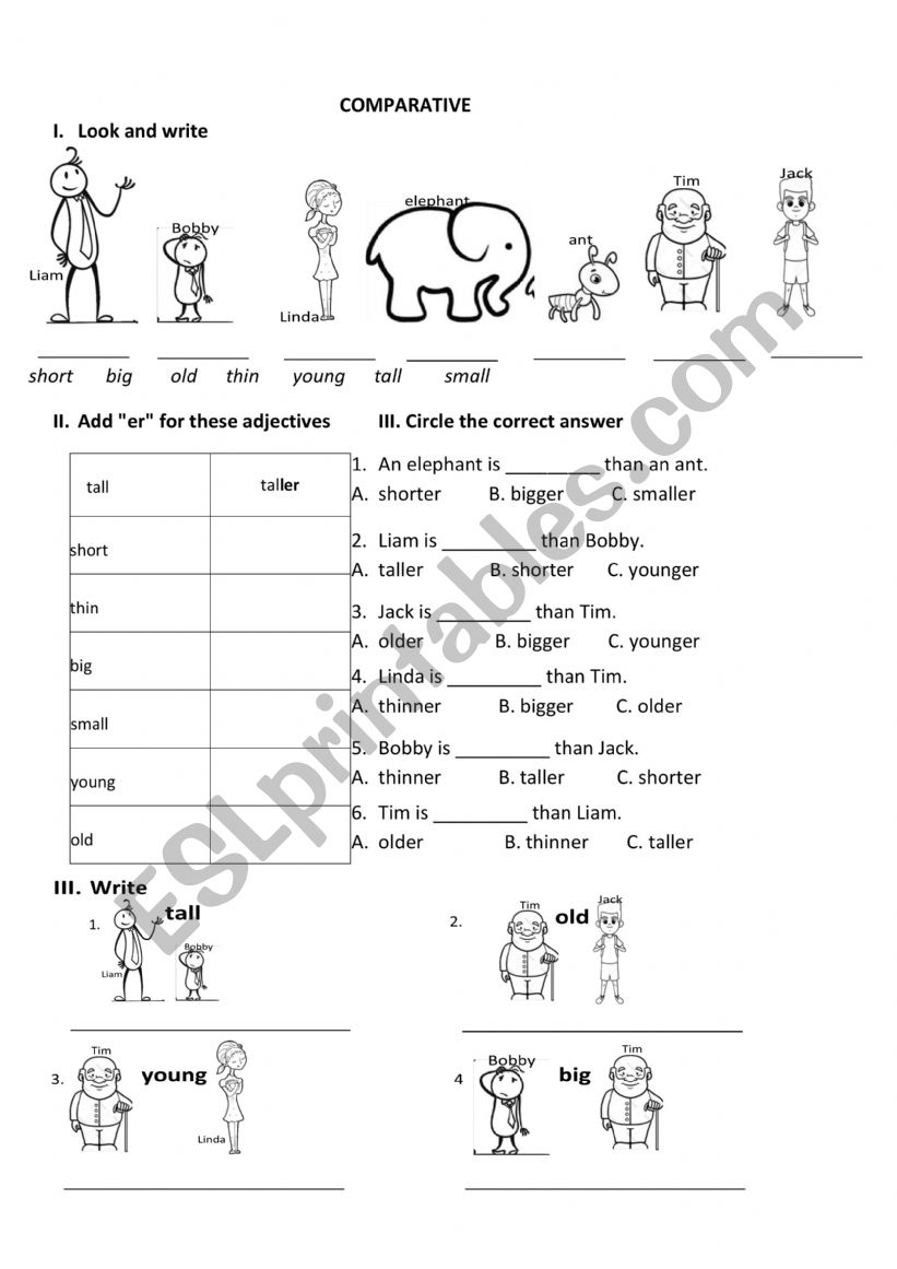 Comparative worksheet