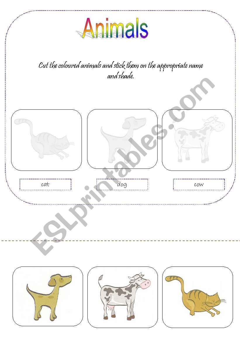 animals - for young learners worksheet