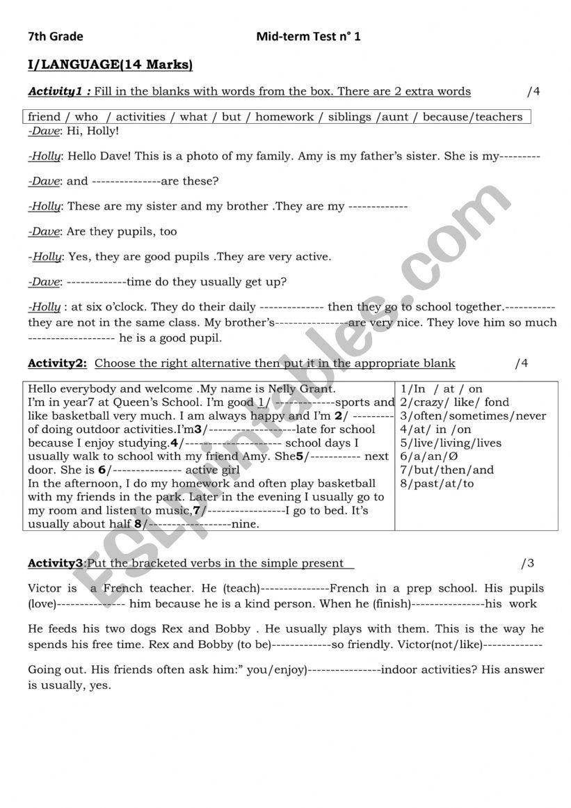 tttest:daily routines,family,hobbies