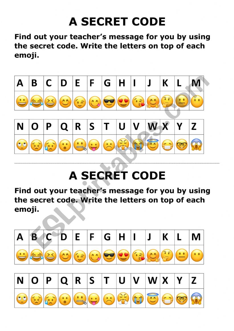 secret code worksheet