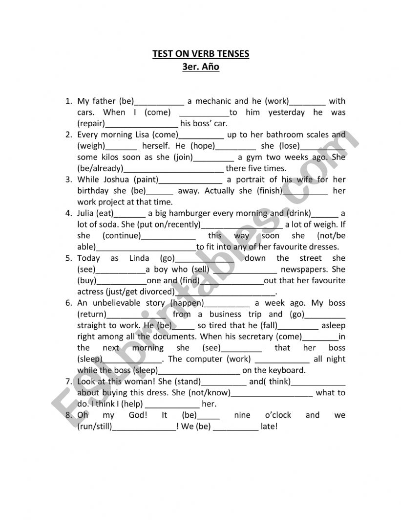 TEST FOR INTERMEDIATE STUDENTS