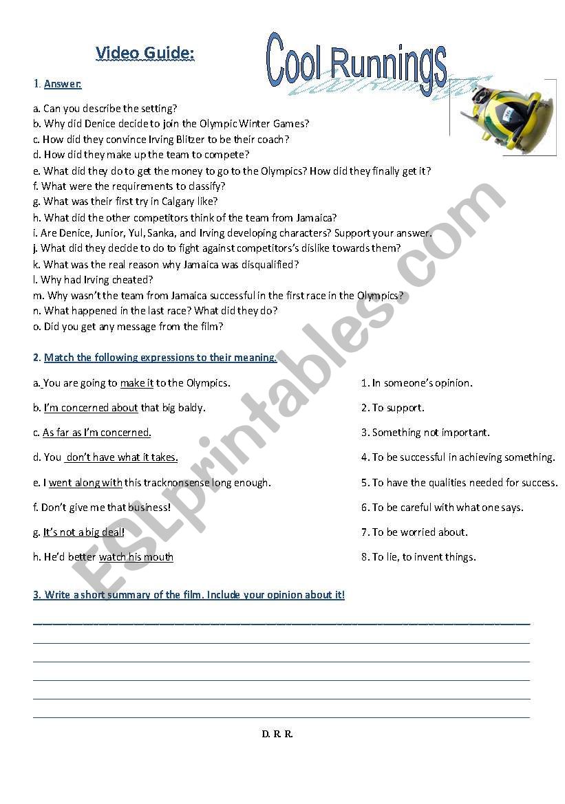 Video Guide: Cool Runnings worksheet