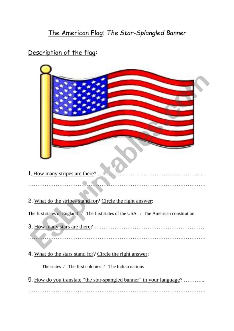The American Flag worksheet