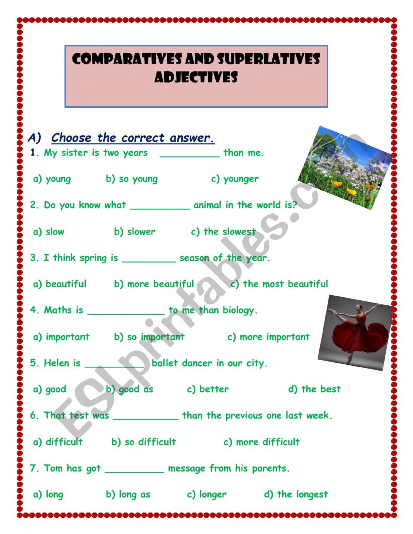 Comparatives and Superlatives Adjectives