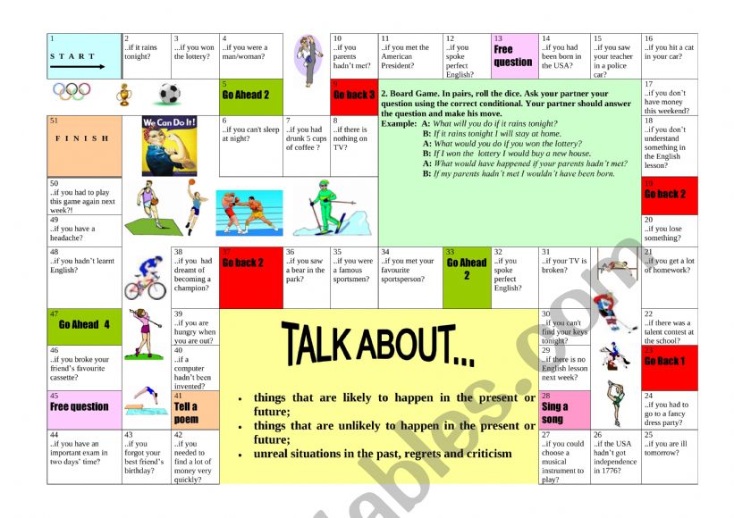 Conditionals board game worksheet