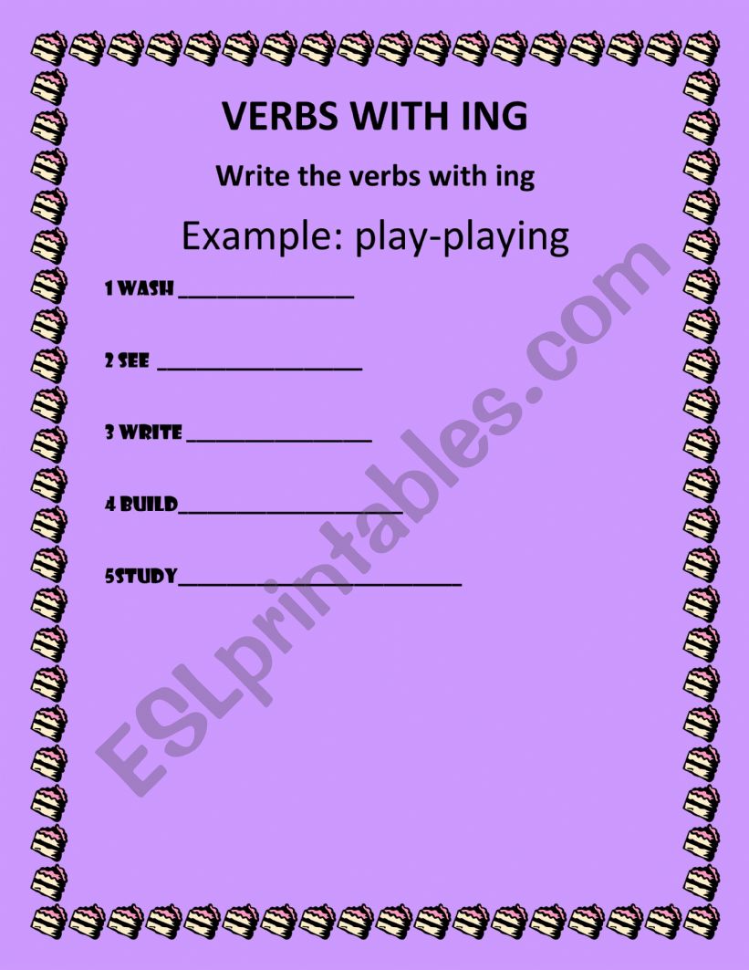 VERBS WITH ING worksheet