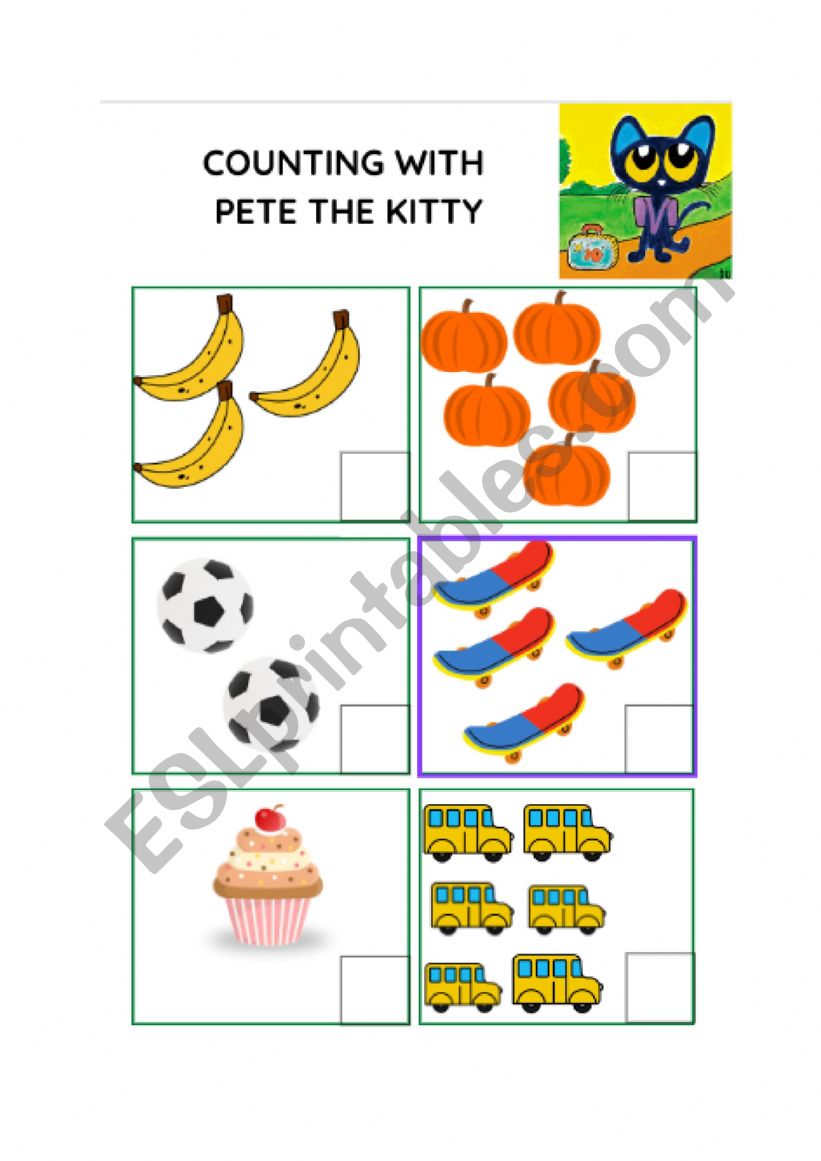 Counting with Pete the Kitty worksheet