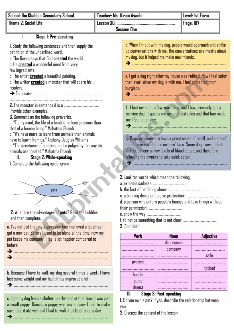 1st Form - Lesson 30 - Can An Animal Save Someones Life?