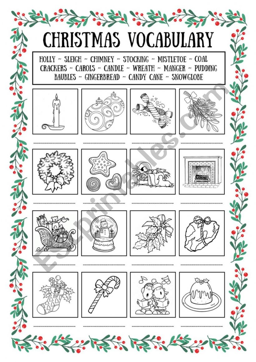 Christmas Vocabulary worksheet