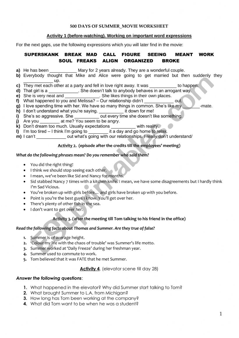 FILM REVIEW  worksheet