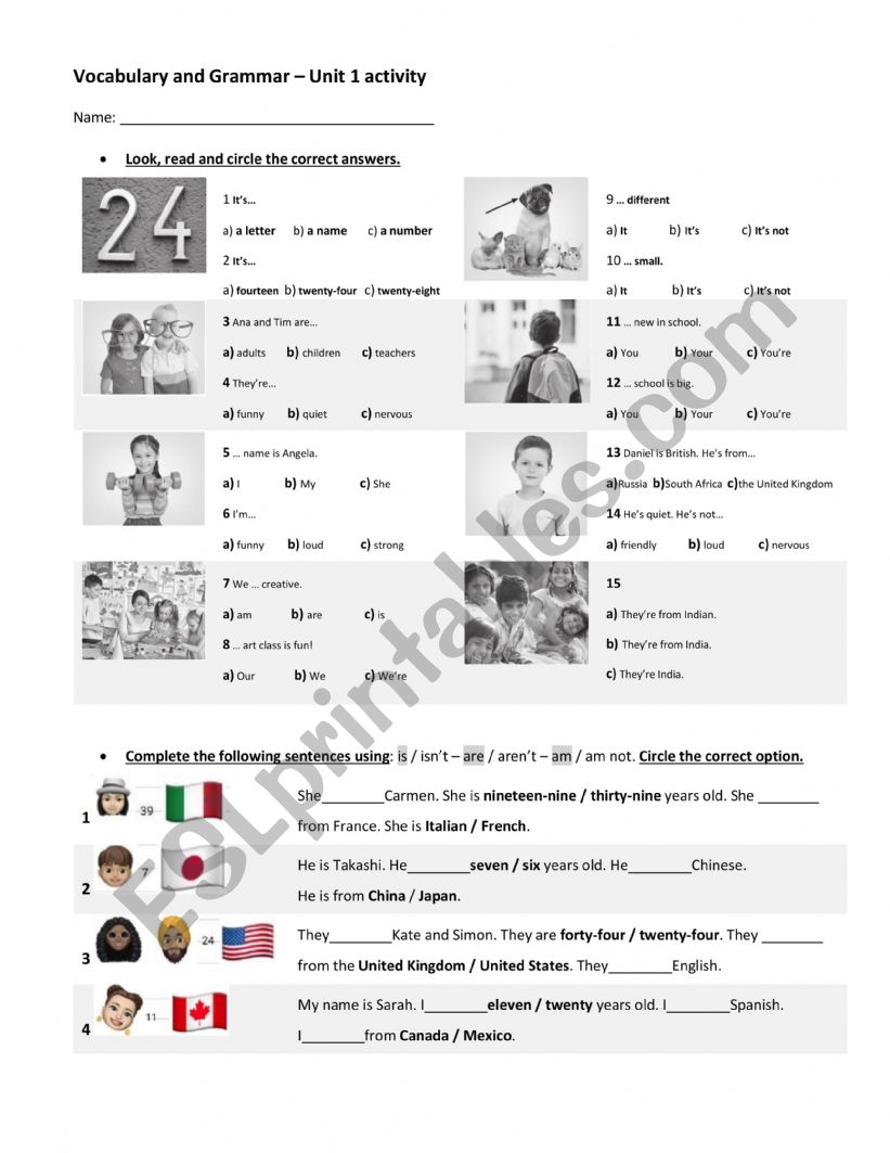 to be - countries worksheet