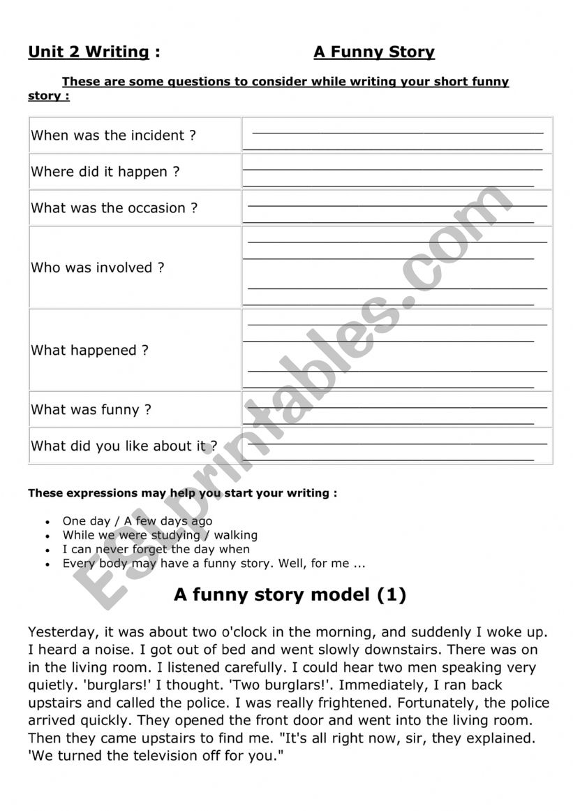 Steps of writing a funny story