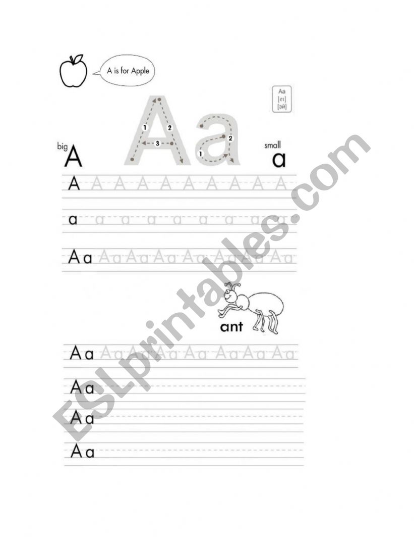 Writing alphabet letters for kids