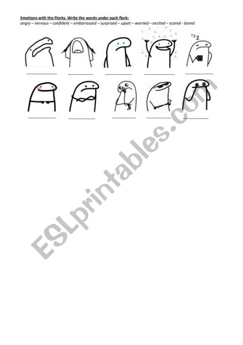 Emotions with the florks worksheet