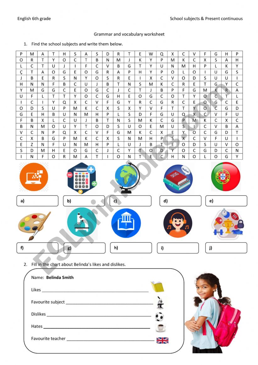 Present continuous and school subjects