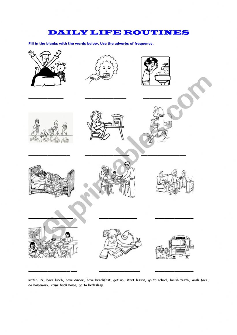 Daily routines worksheet