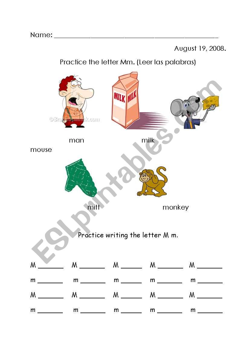 Letter Mm Practice worksheet
