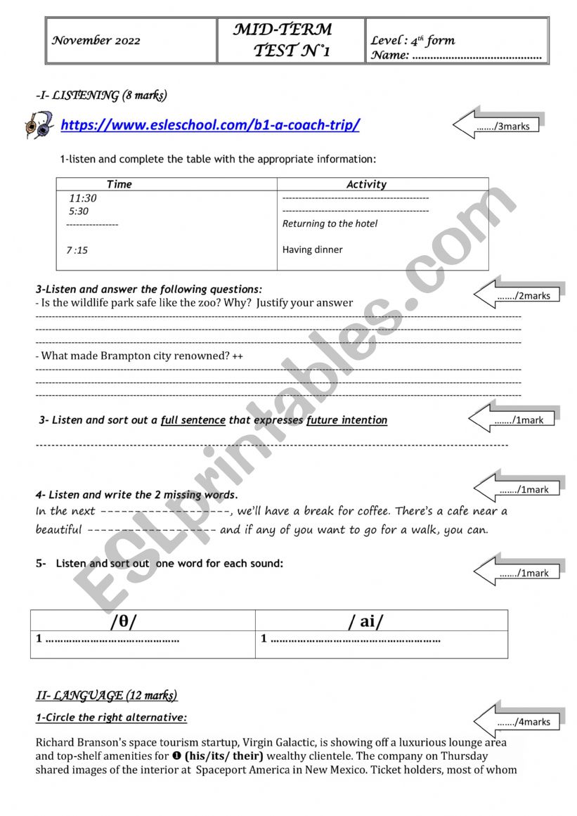 mid term test1 worksheet