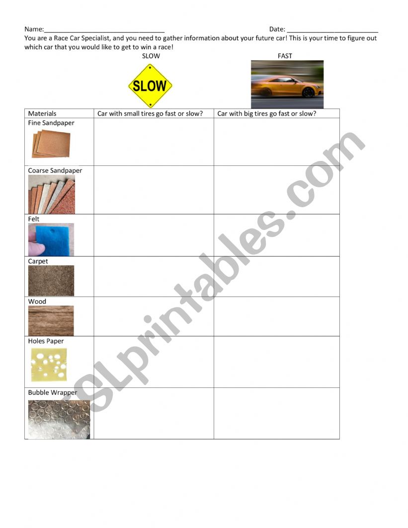 Friction Speed Racer Specialist Activity