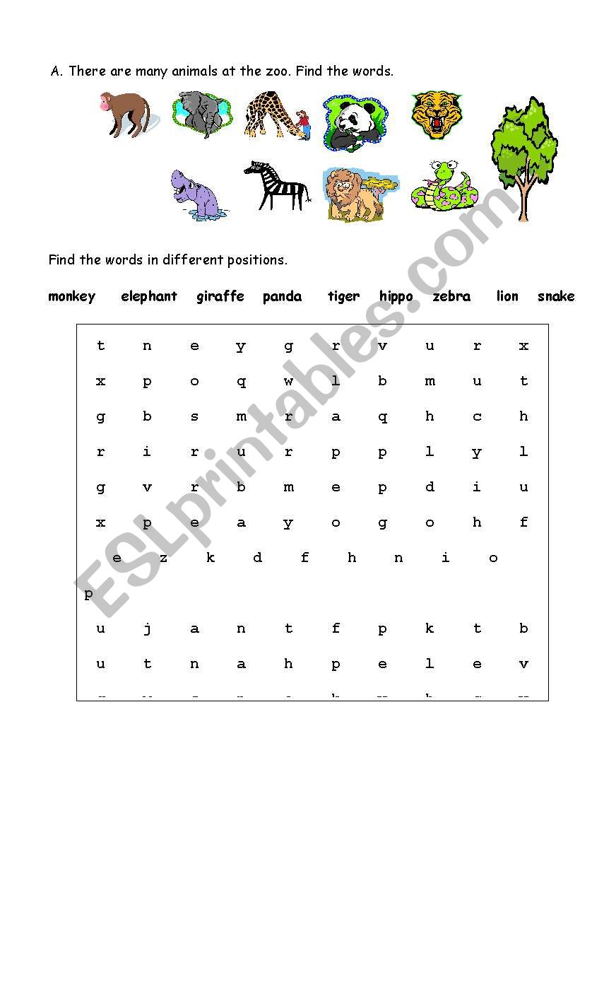 Animal names worksheet