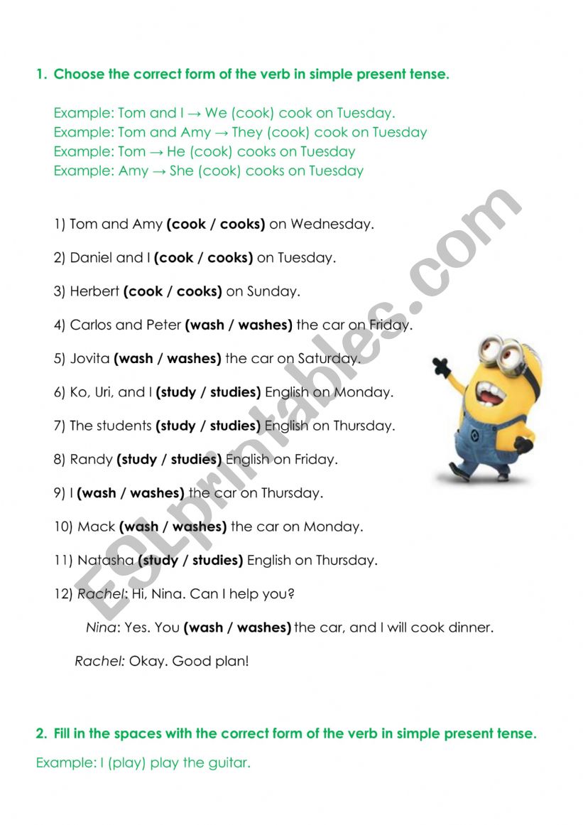 Present Simple practice worksheet