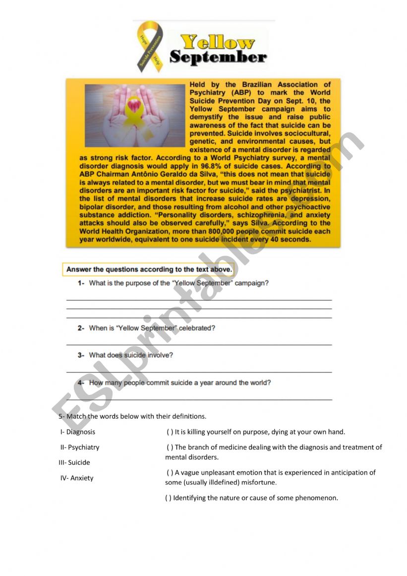 Yellow September worksheet