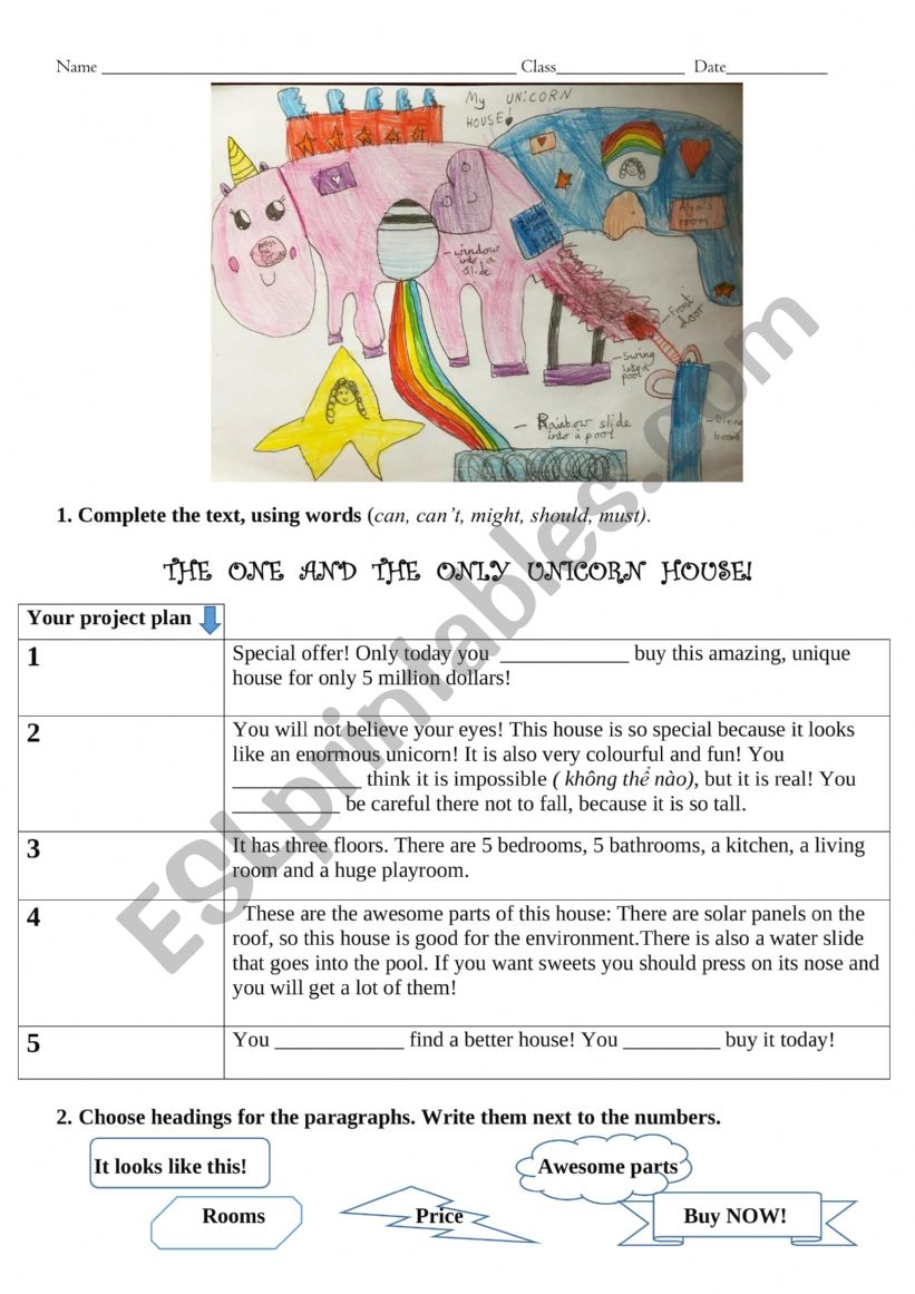 Unicorn House modals and headings