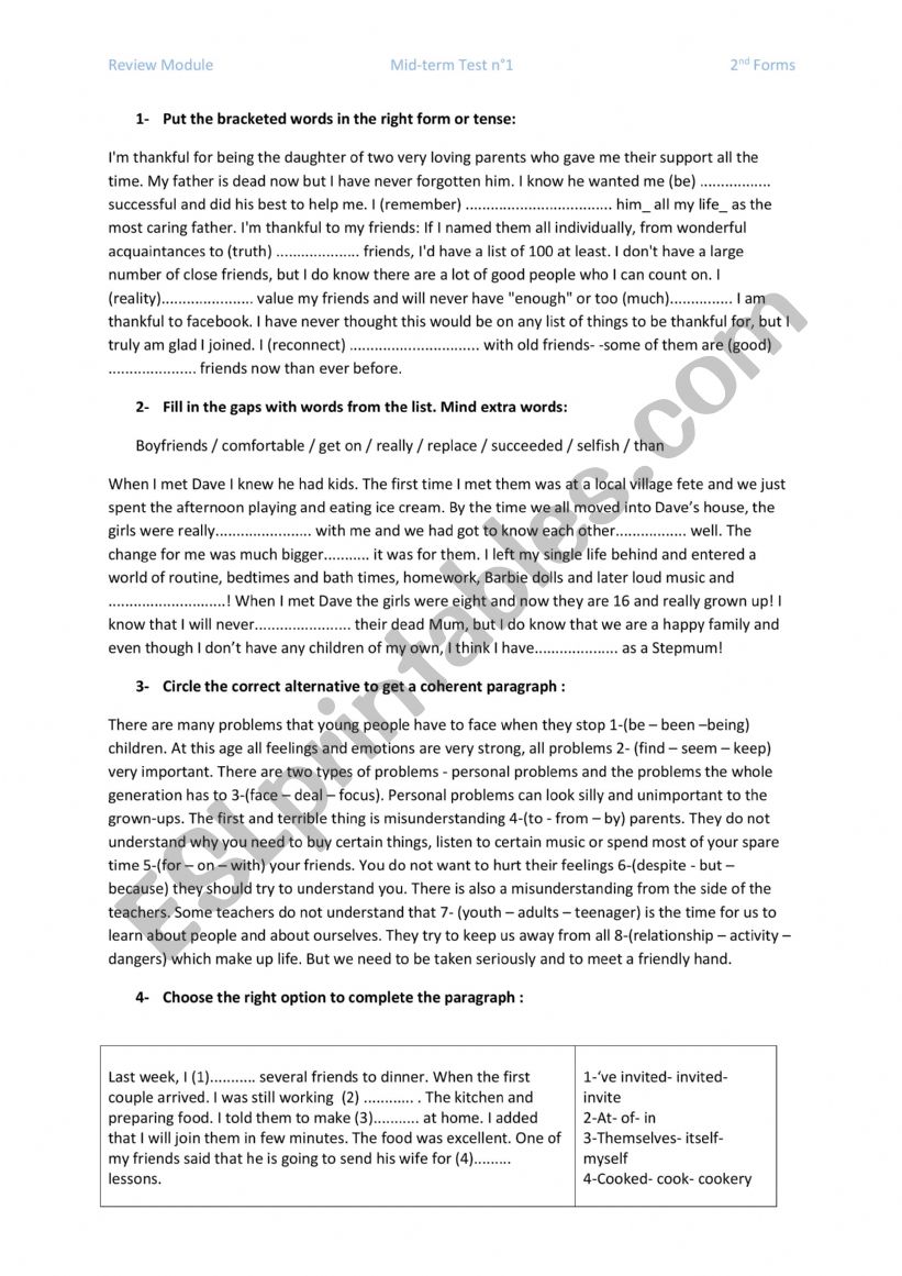 Module Review for 2nd graders worksheet