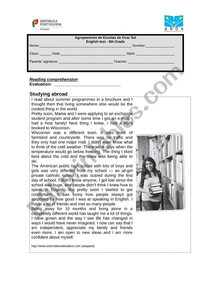 Studying abroad worksheet