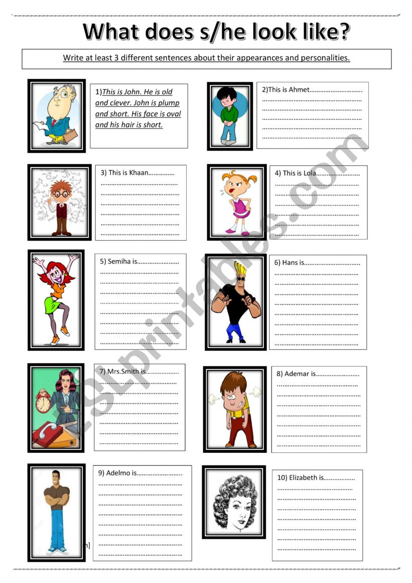 PERSONALITY AND APPEARANCE worksheet