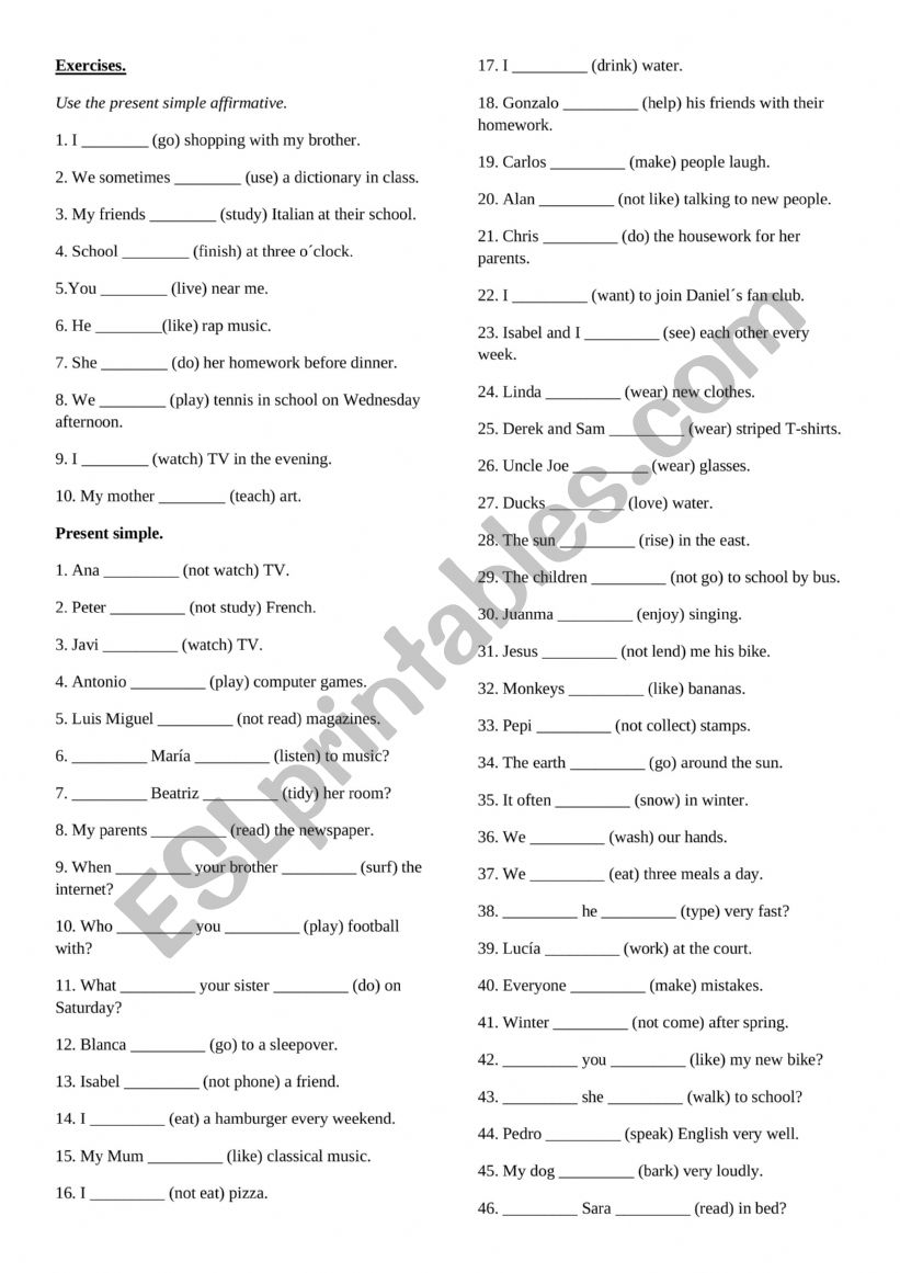 Present Simple Practice worksheet