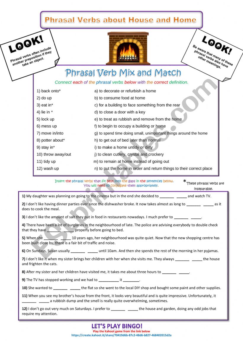 Phrasal Verbs About House and Home (short version)