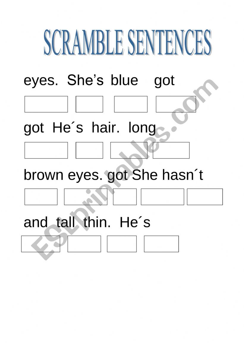 Scramble sentences worksheet
