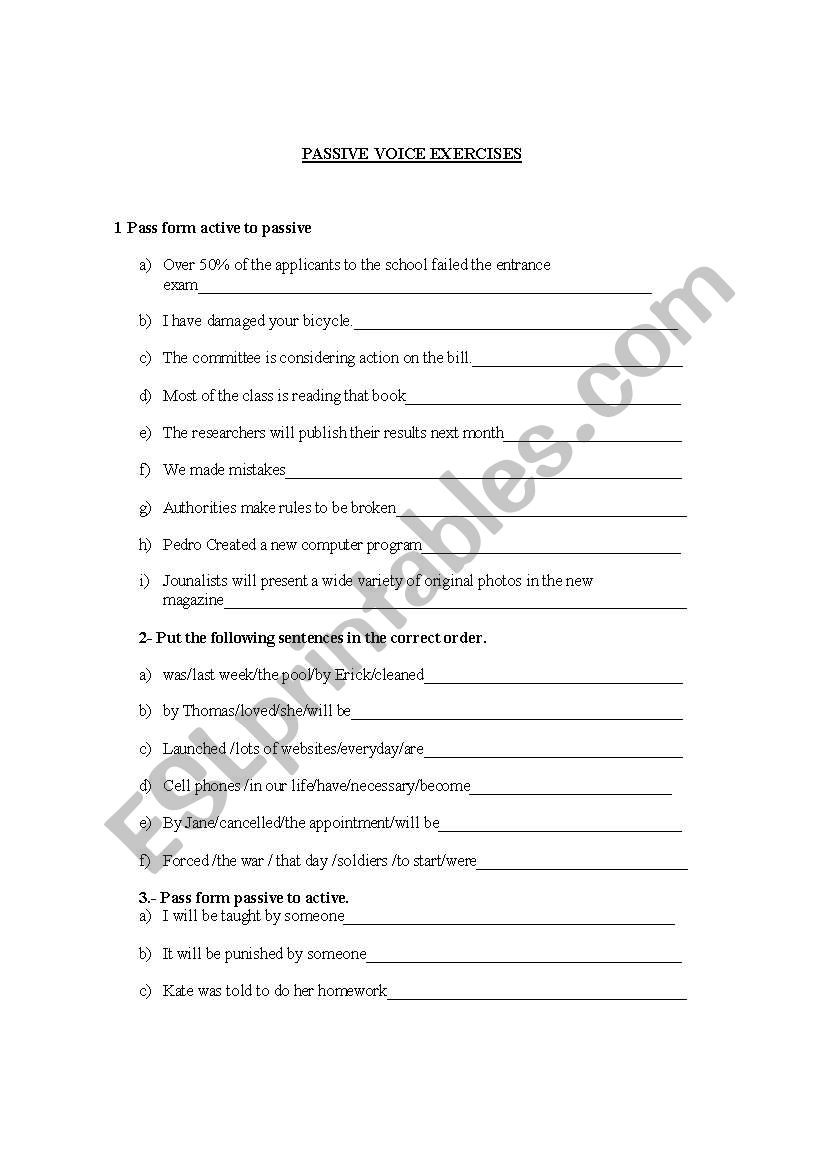 passive voice worksheet