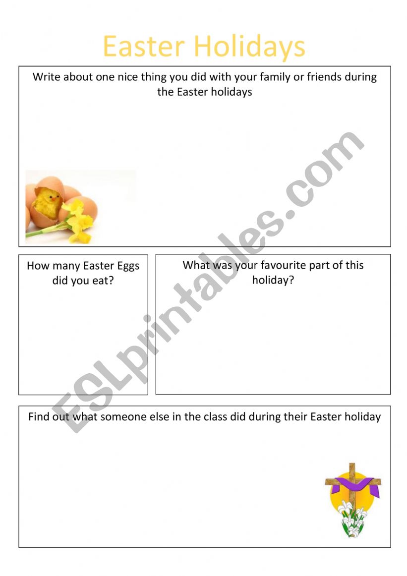 Easter Holidays worksheet