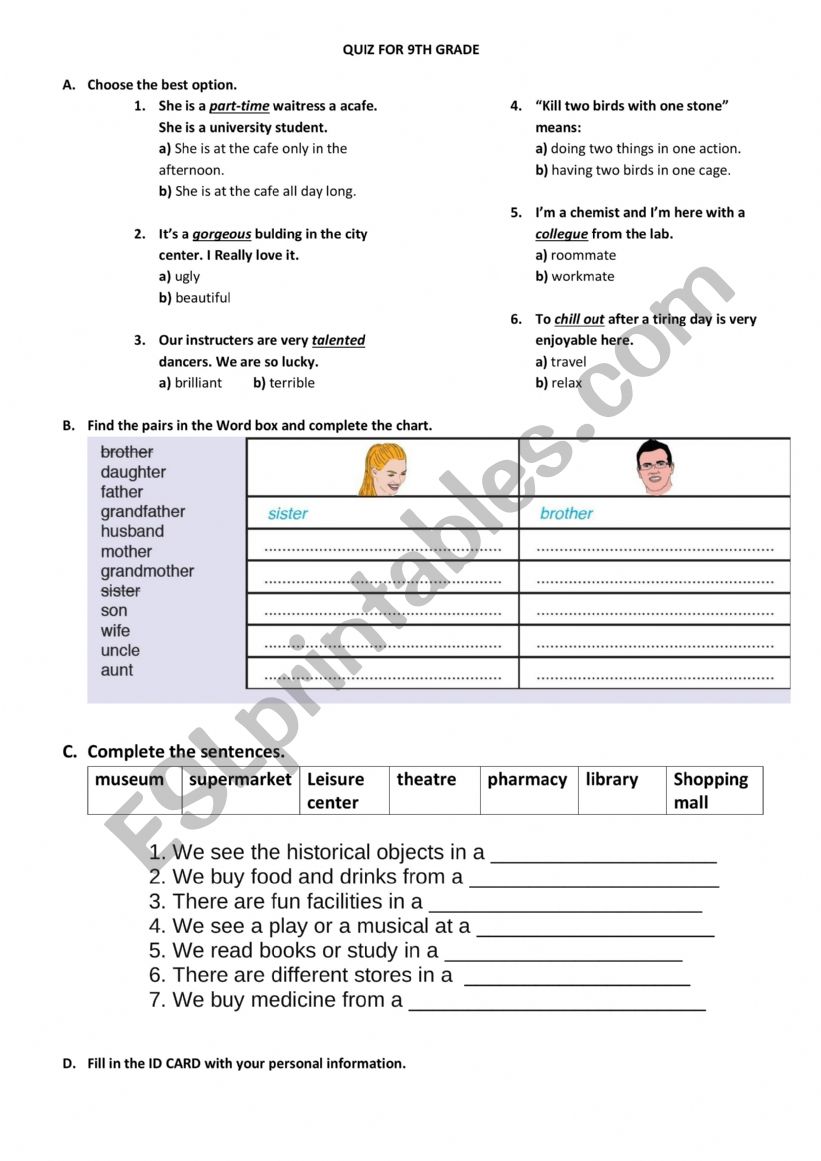 QUIZ  worksheet
