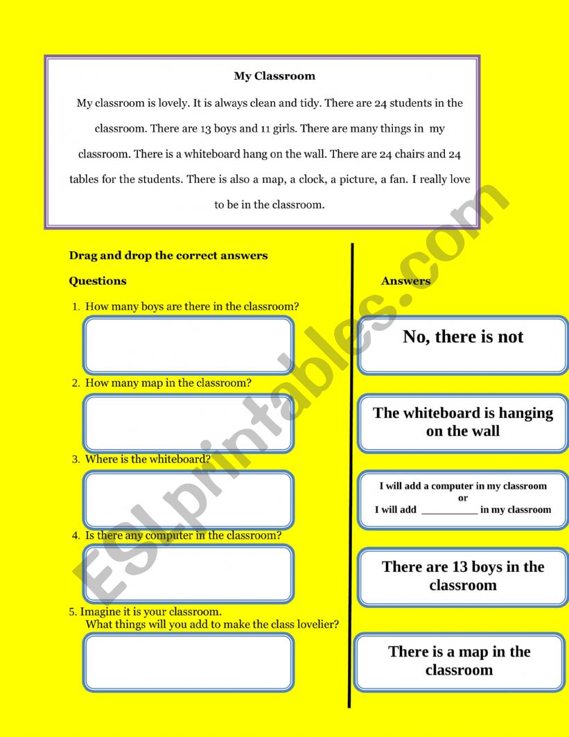 My Classroom worksheet