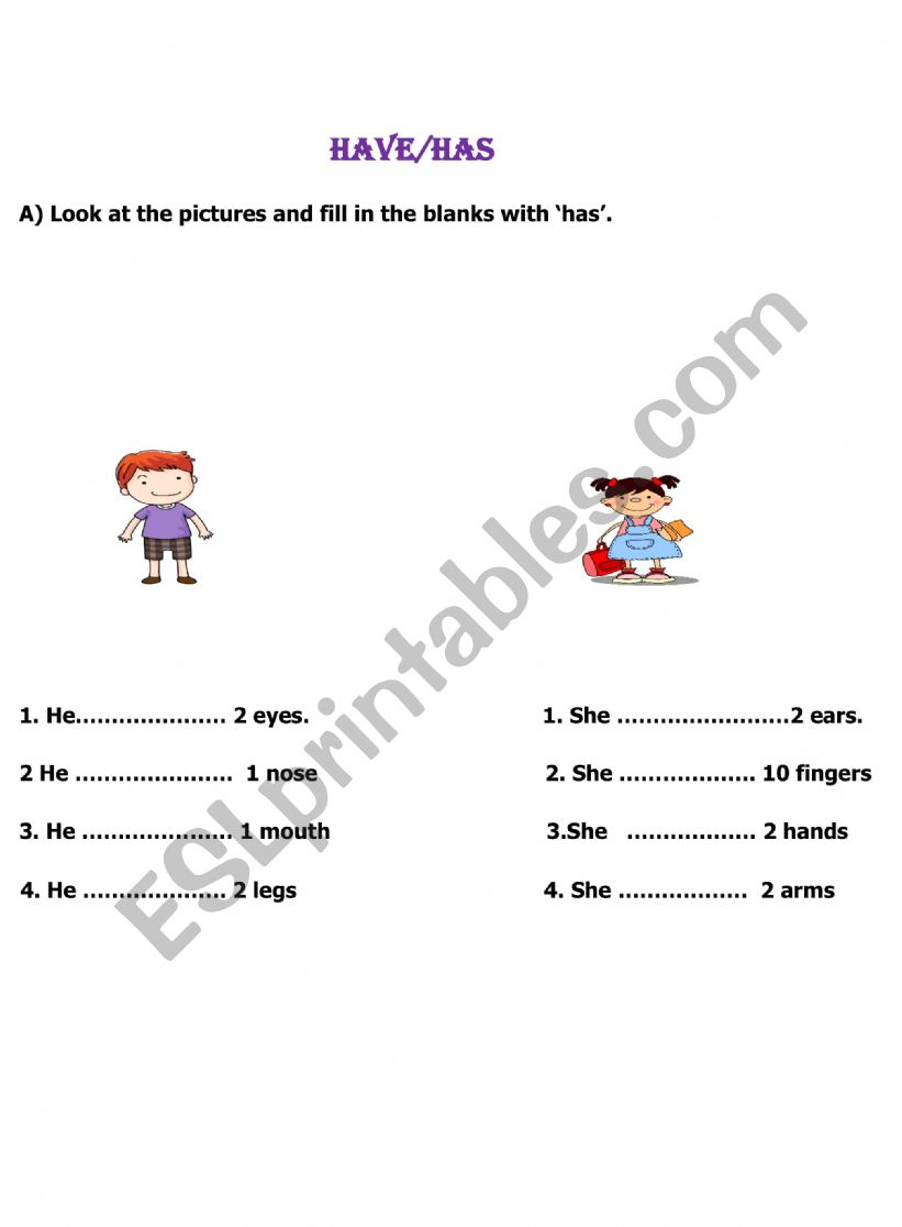 HAVE/HAS worksheet