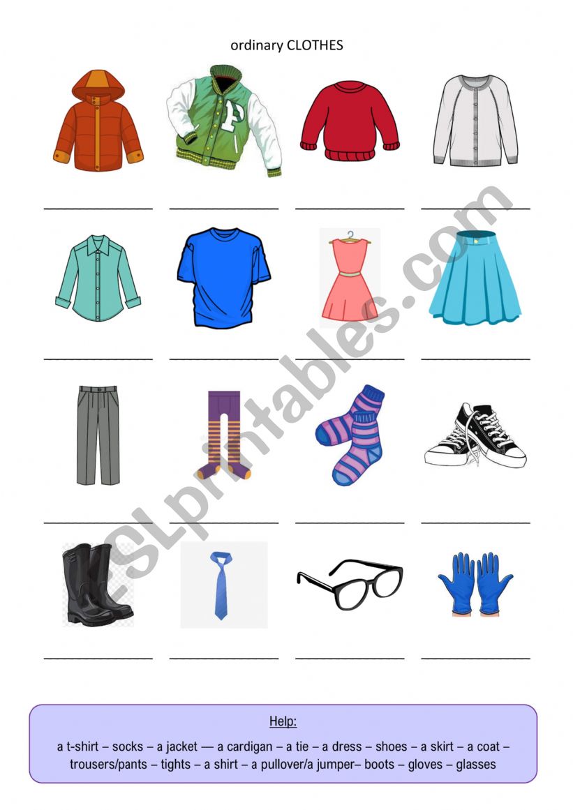 Clothes worksheet