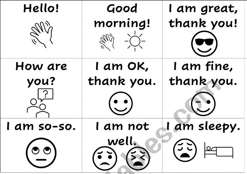 Hello how are you worksheet