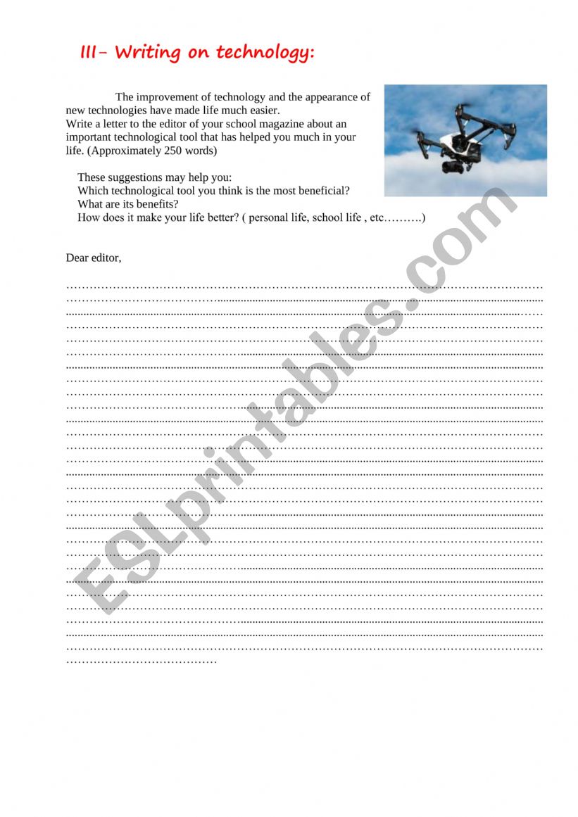 Writing on technology   worksheets 