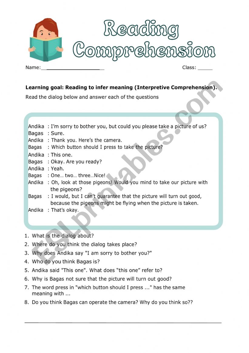 Asking Attention worksheet