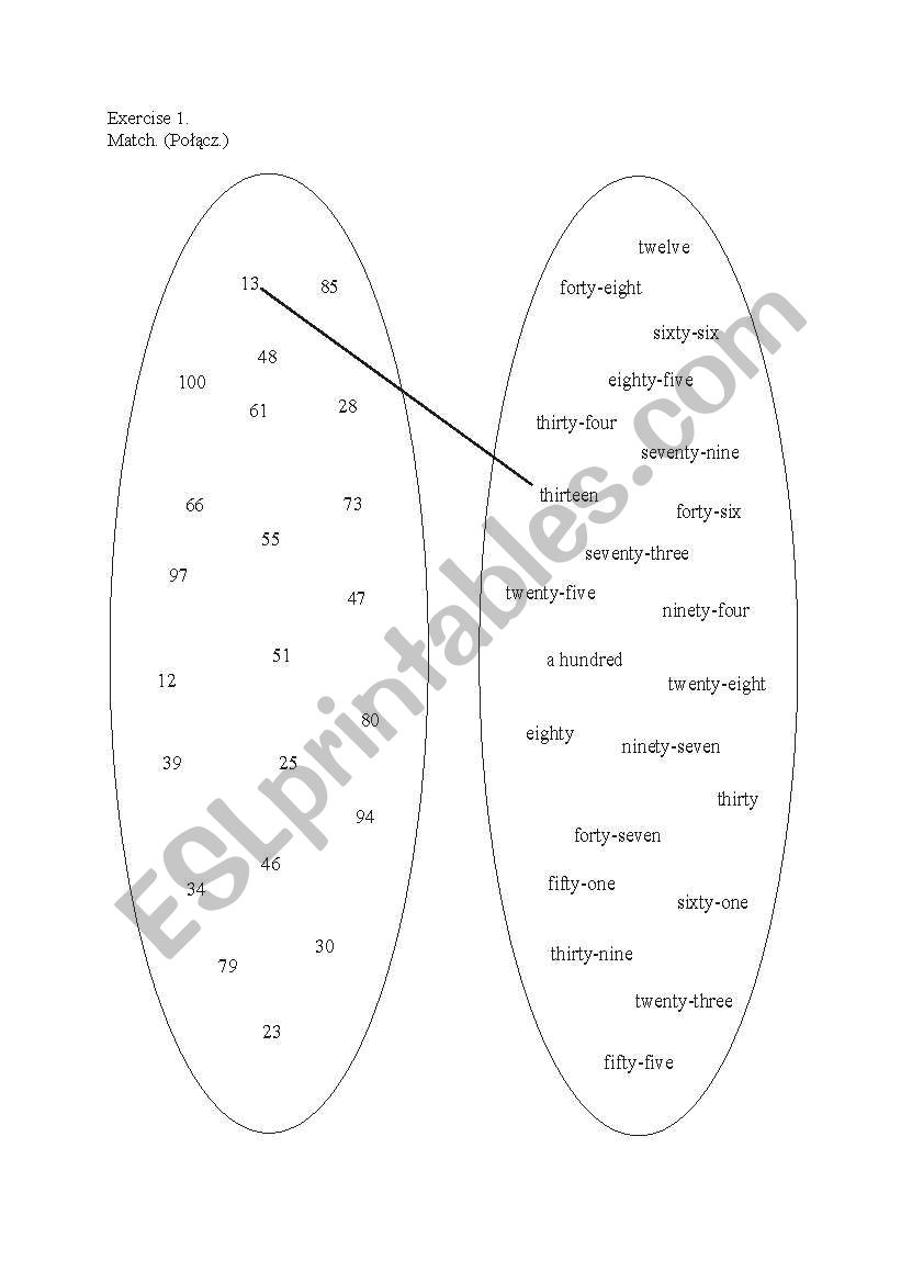 Exercise numbers worksheet