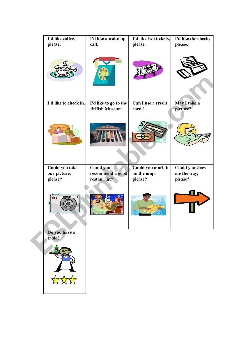 Travel English GO FISH worksheet