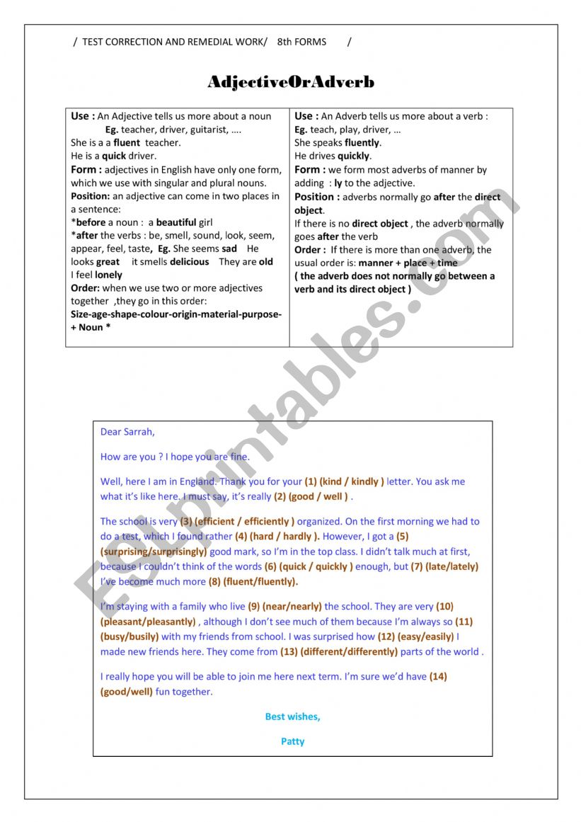 adjective or adverb worksheet