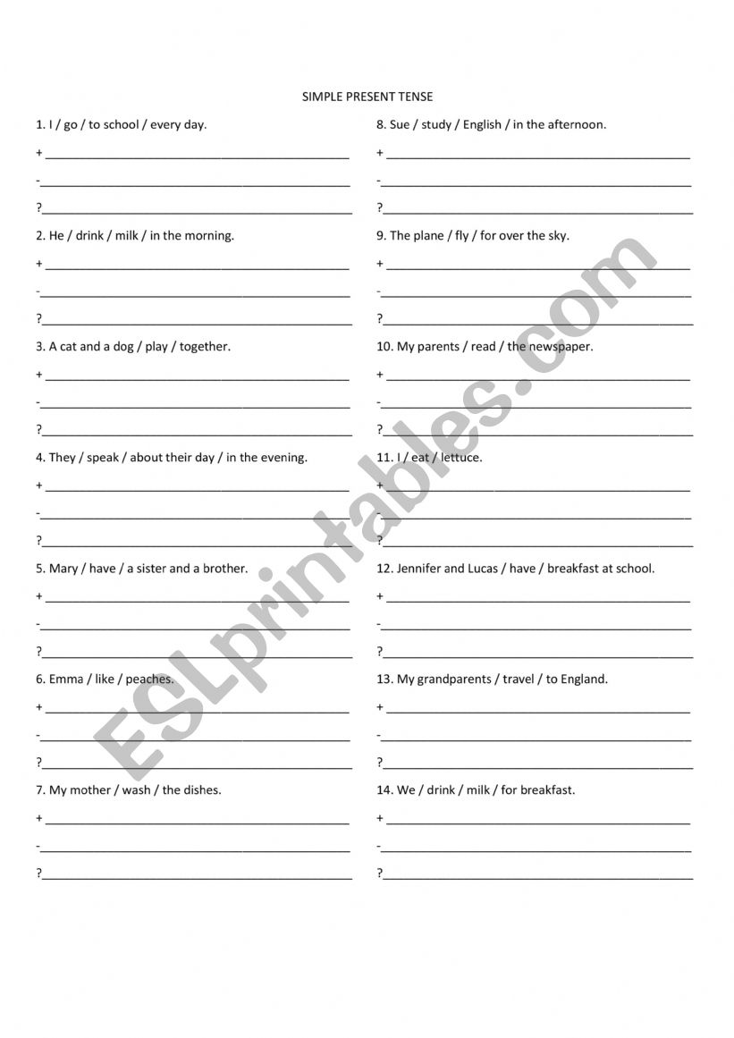 Simple Present Tense worksheet