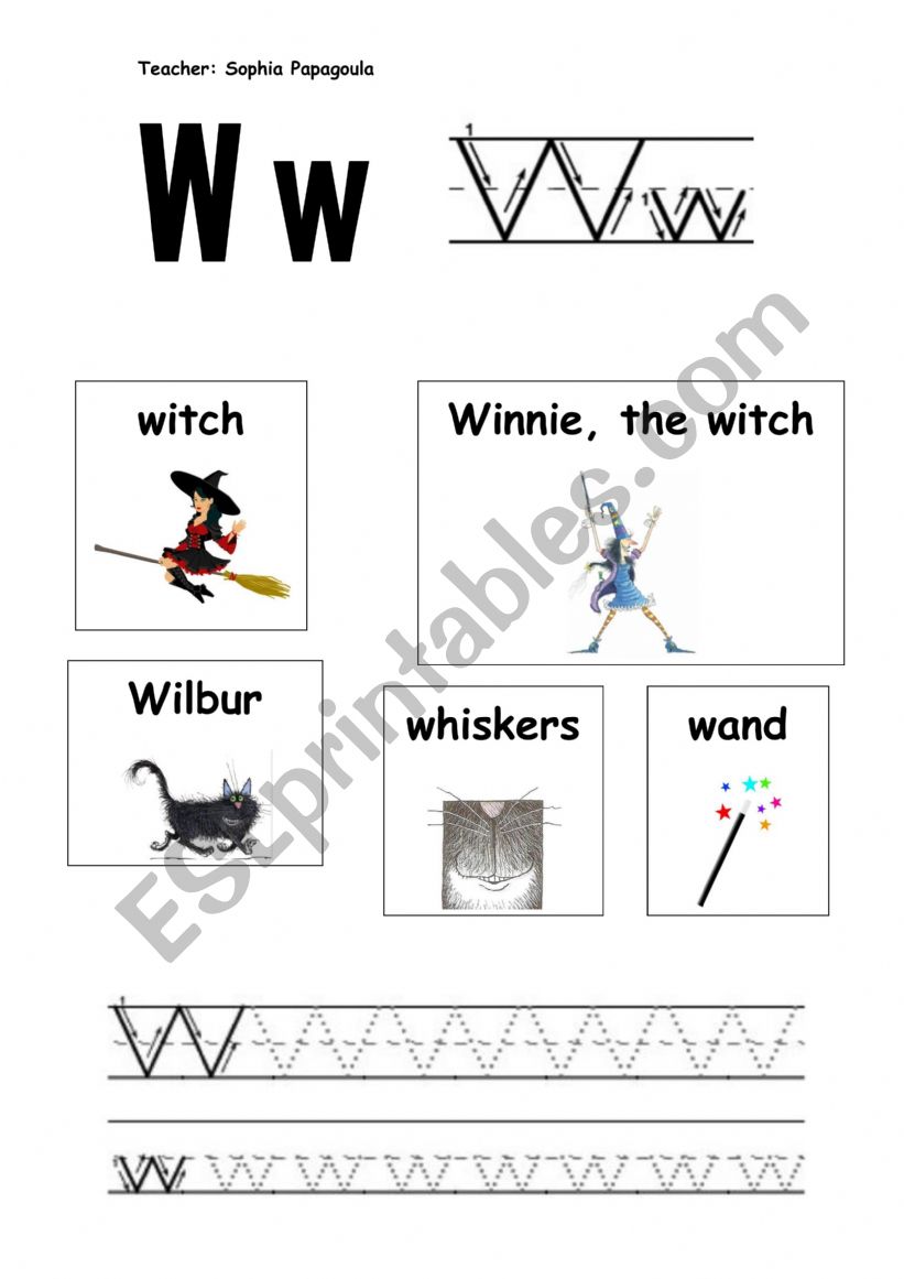 Winnie the Witch_Letter W worksheet